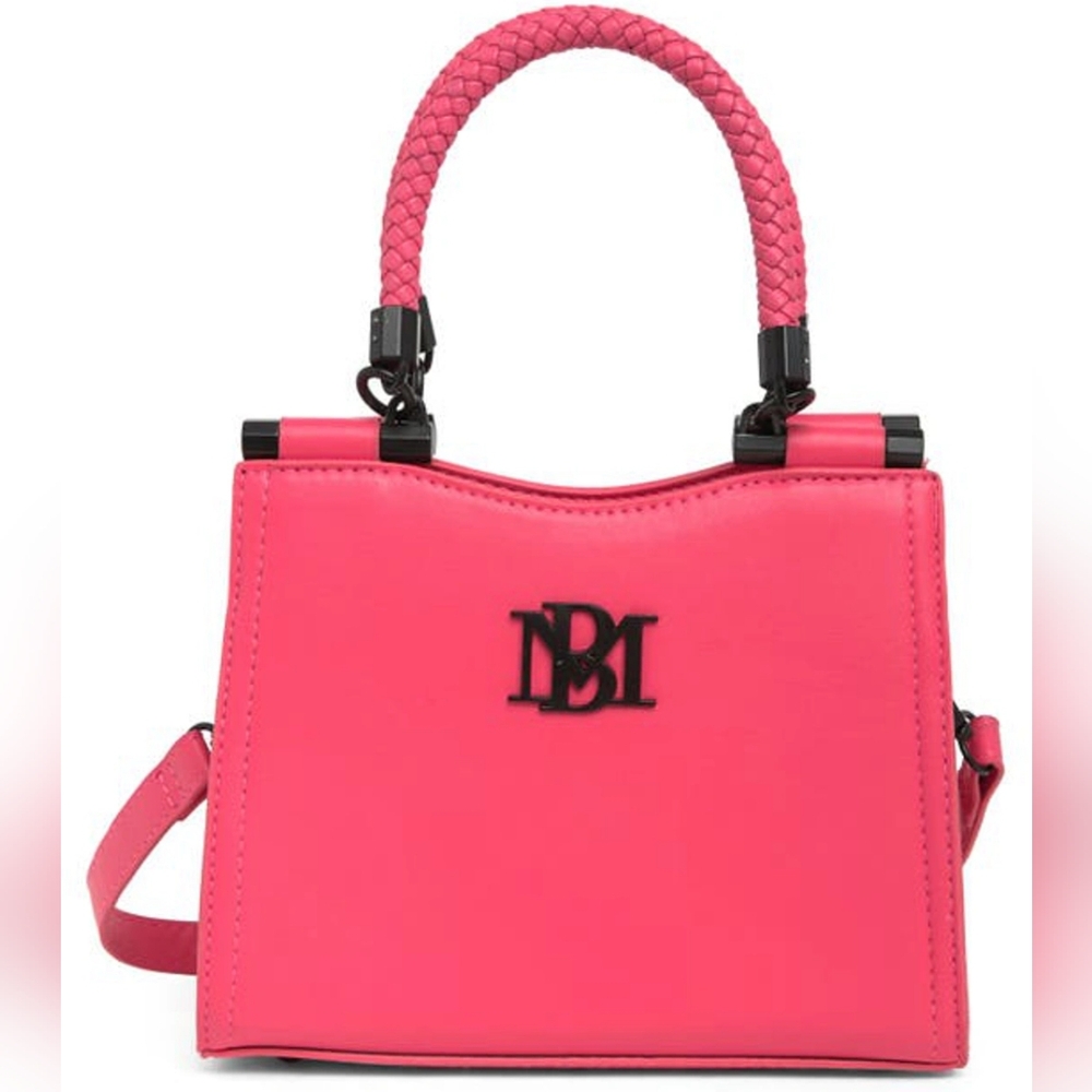 Badgley Mischka Small Braid Trim Convertible Top-Handle Bag Hot Pink